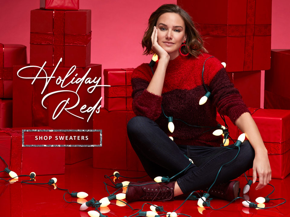 Holiday Reds. No bah humbug here, just some good ole holiday fun in a sweater fit for the season. Shop sweaters.
