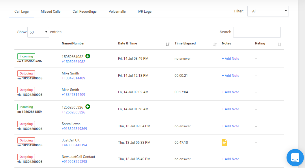 Analyze incoming and outgoing calls with JustCall