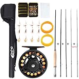 Dr.Fish Angelruten-Angelrolle, Combos 2,7 m, 5/6 Komplettpaket mit Fliegen, Fliegenbox-Linien, Kegelvorfach, Angel-Starter-Set, rechts-links wechselbare Spule