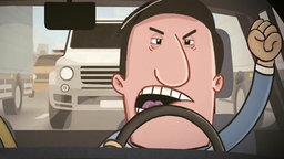 Illustration: schimpfender Autofahrer