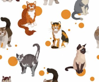 cats pattern colorful species decor