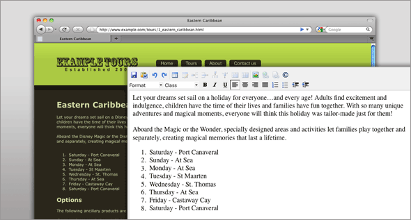 Ensure your website is up to date with your latest dates and prices, give staff access to simple tools for updating content.