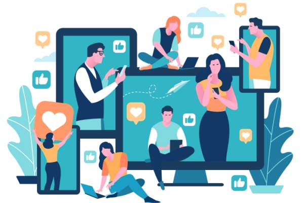 people using forms of social media