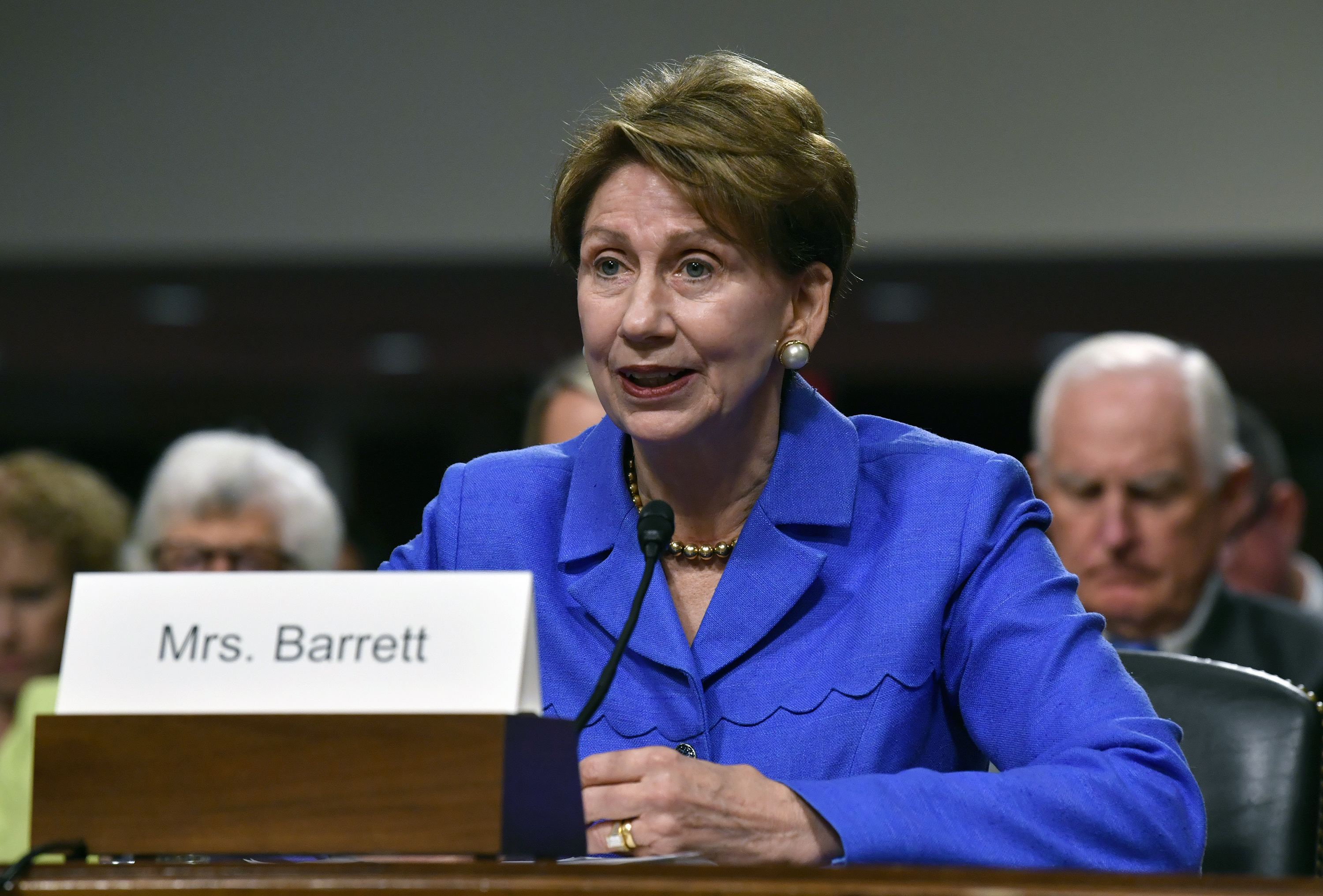 Sec. of the Air Force Barbara Barrett says that declassifying intelligence is key to combating the growing threat to the the nation's space capabilities, and the sooner the better. (Wayne Clark/U.S. Air Force)
