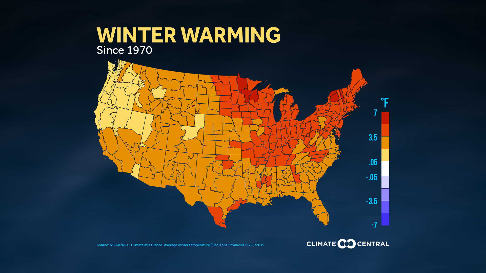 Winter Warming - National Climate Divisions