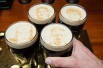 'Political pints' showing the faces of the party leaders.