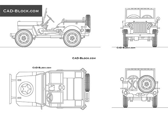 Jeep Willys - download free CAD Block