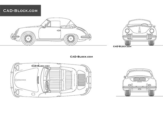 Porsche 356C (1964) - download free CAD Block