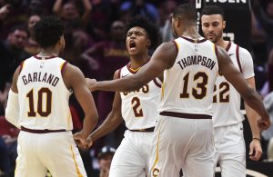 Darius Garland, Collin Sexton and Tristan Thompson
