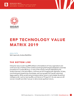 ERP Technology Value Matrix 2019
