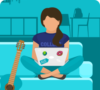 Person using a laptop on a couch