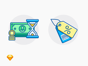 On Sale & Waiting for Payment Icons made in Sketch
