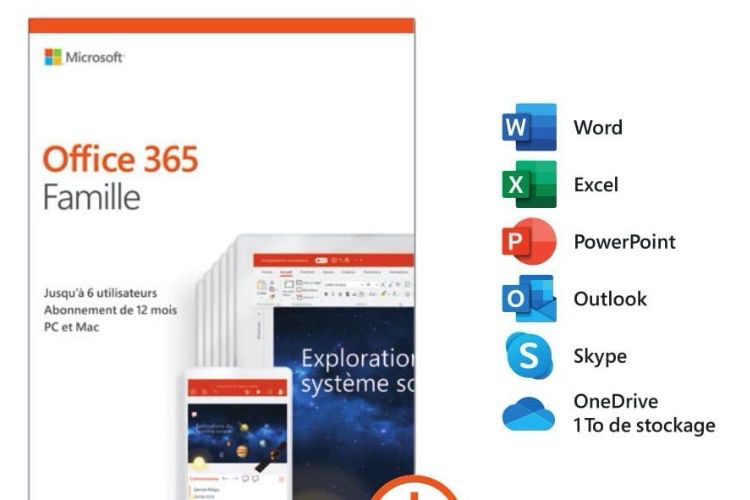 Un an de suite Office 365 Famille pour 50€ (moitié prix)