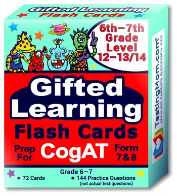 NEW CogAT Test Flash Cards - 6th - 7th Grade (Level 12-13/14) - 72 Cards - 140+ Practice Questions - Tips for Scoring Higher on The CogAT - Verbal, Non-Verbal and Quantitative Concepts