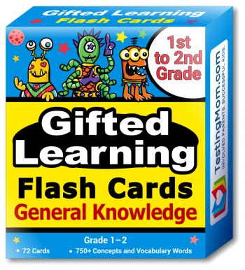 NEW TestingMom.com Gifted Learning Flash Cards - General Knowledge 1st - 2nd Grade - G&T Educational Practice: CogAT, OLSAT, Iowa, SCAT, WISC, ERB, WPPSI, AABL, Woodcock-Johnson, More