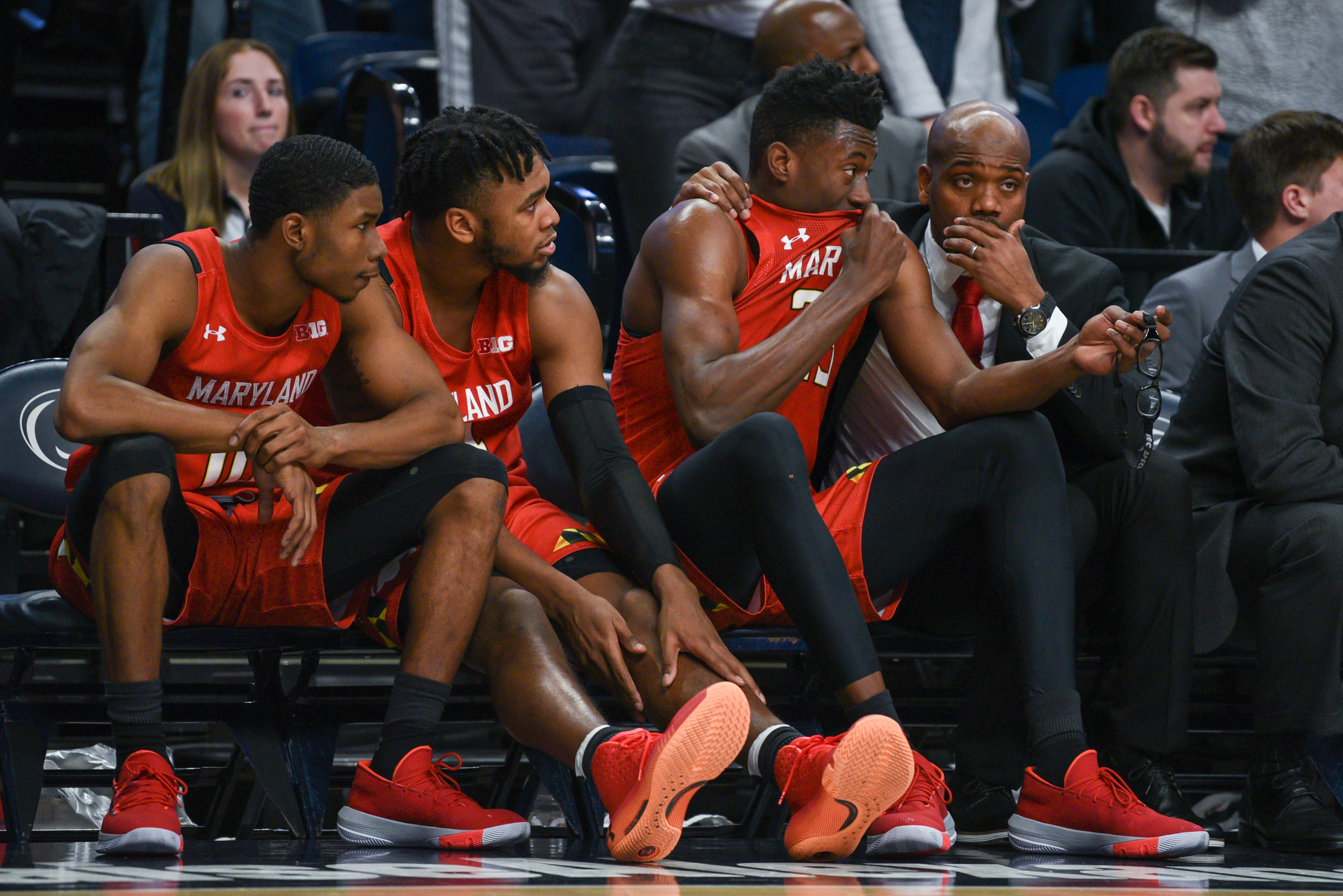 maryland men&rsquo;s basketball, bench photo, penn state, 2019-20