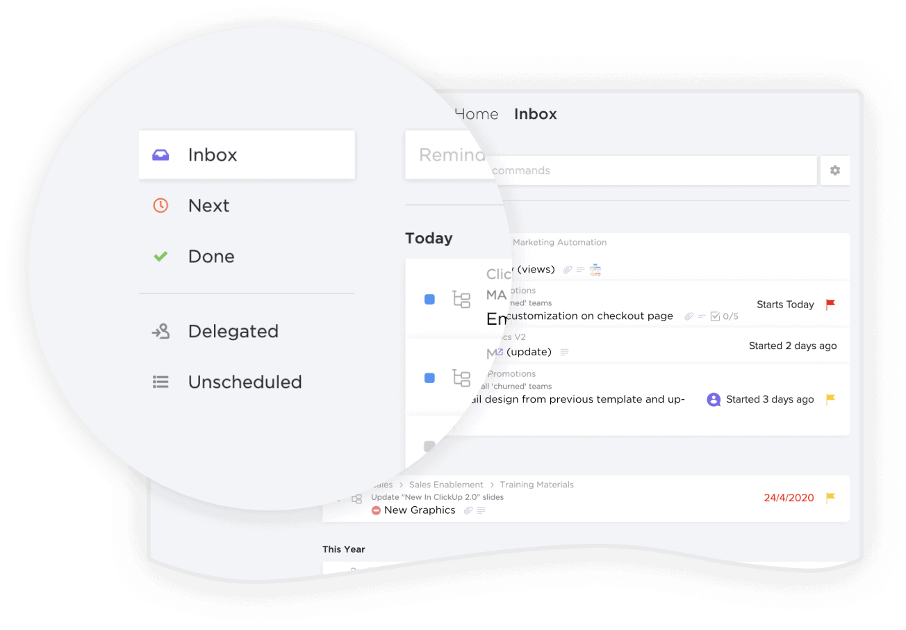 Use Inbox to see what you have to work on next.