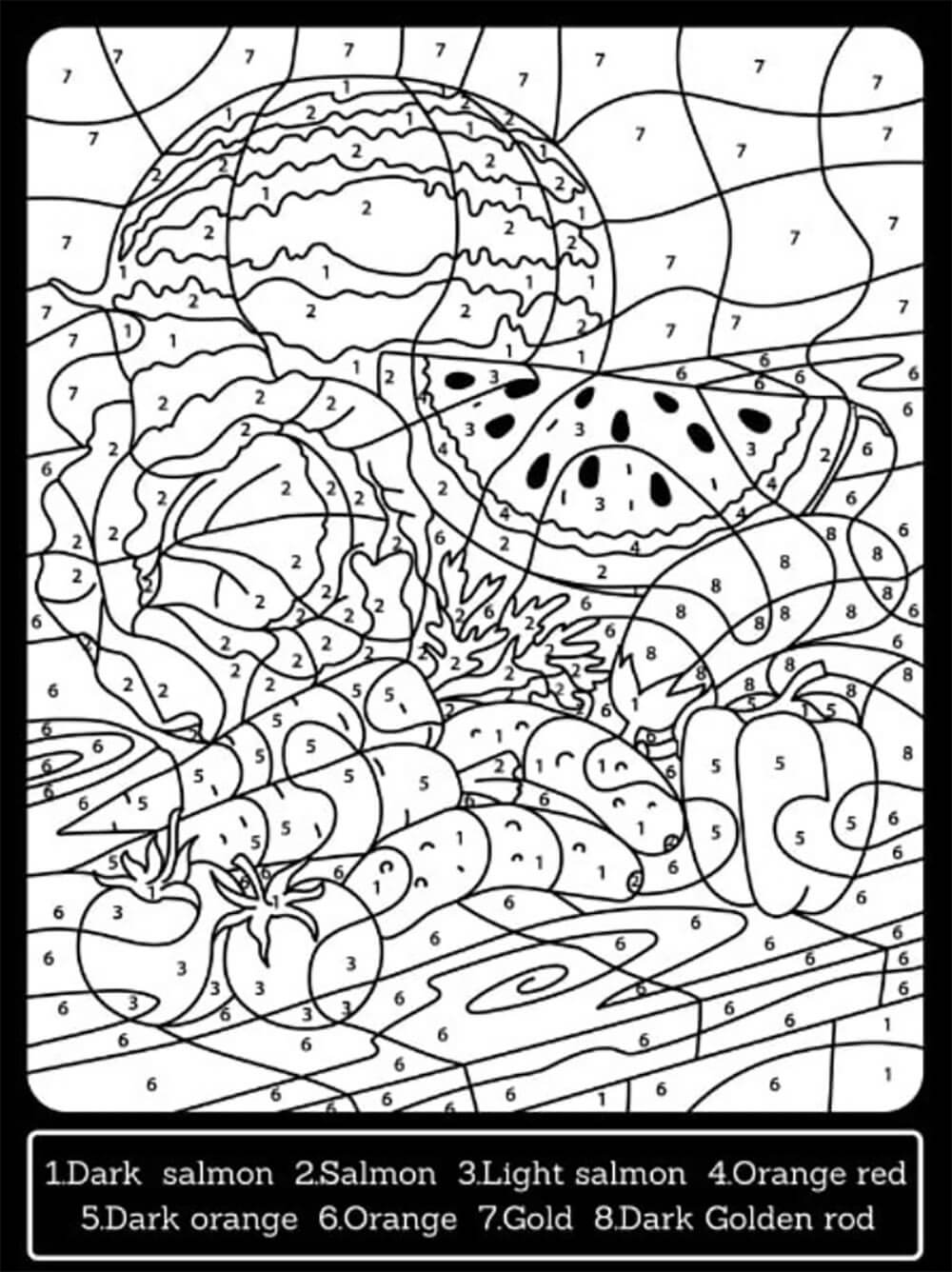 Fruits Color By Number