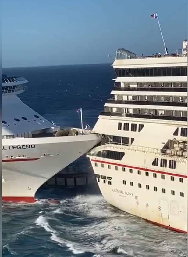 Two Carnival Cruise Ships Collide at Port in Cozumel