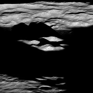 Close-up of central peak of Bhabha crater.