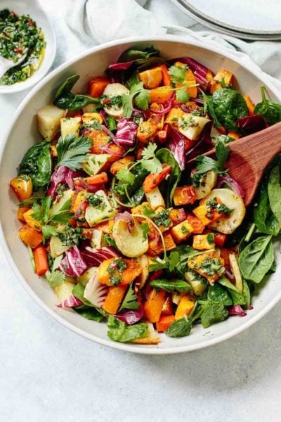 Fall Root Vegetable Salad with Chimichurri Dressing
