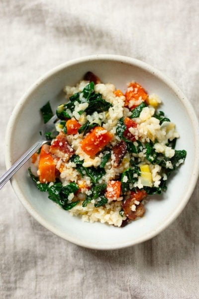 Butternut Squash Risotto with Kale and Bacon