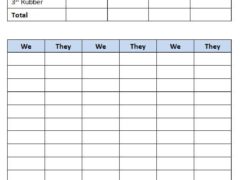 Bridge Score Sheet Template