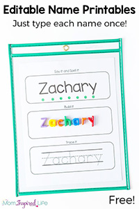 NAME SPELLING AND TRACING SHEETS