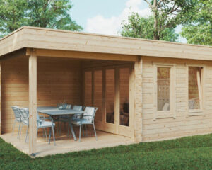 Gartenhaus mit Terrasse Lucas E 9m² / 44mm / 3 x 6 m