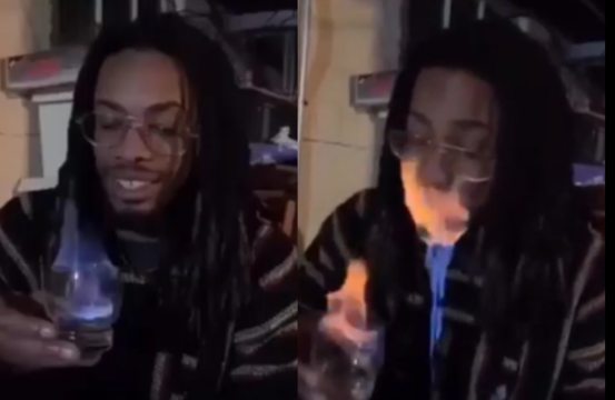 Turned Into Ghost Rider: Dude Took A Fire Shot & Lit His Mouth On Fire!