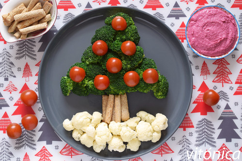 &Aacute;rbol de Navidad de br&oacute;coli y coliflor: receta saludable para el picoteo de las fiestas