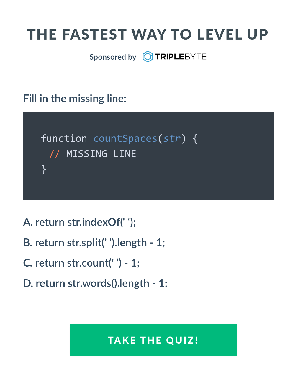Triplebyte: Take our quiz. Skip resume, recruiter screens at top tech companies. (YC S15)