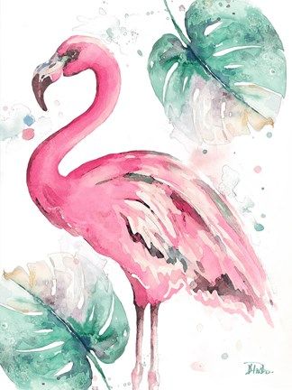 Patricia Pinto Watercolor Leaf Flamingo I