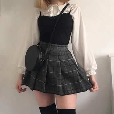 Rating for Japanese kawaii shirt + plaid pleated skirt yv40573 &ndash; lace