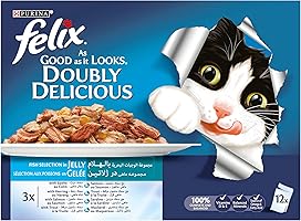 Purina Felix Doubly Delicious Fish Selection in Jelly Wet Cat Food Box 100g (12 Pouches)