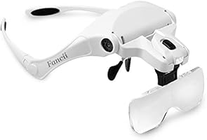 Fancii Headband LED Illuminated Head Magnifier Visor - 1X to 3.5X Zoom with 5 Detachable Lenses &ndash; Hands Free Head Worn...