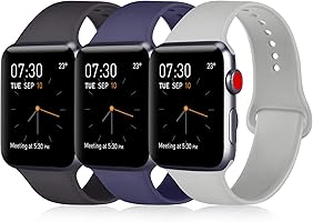 ATUP Compatible with for Apple Watch Band 38mm 40mm 42mm 44mm Women Men, Soft Silicone Replacement Bands Strap for...