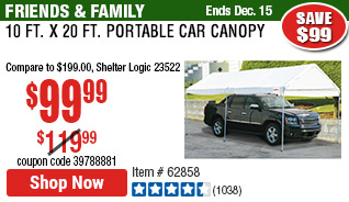 10 ft. x 20 ft. Portable Car Canopy