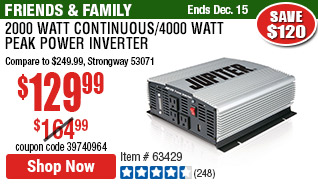2000 Watt Continuous/4000 Watt Peak Modified Sine Wave Power Inverter
