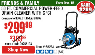 50 ft. Commercial Power-Feed Drain Cleaner with GFCI
