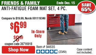 Anti-Fatigue Foam Mat Set, 4 Pc.