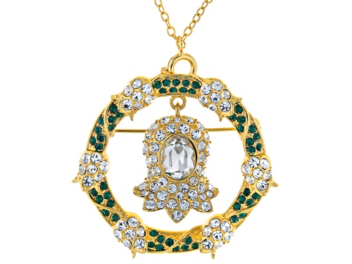 Off Park &reg; Collection White And Green Crystal Gold Tone Lily Of The Valley Pin Pendant With Chain
