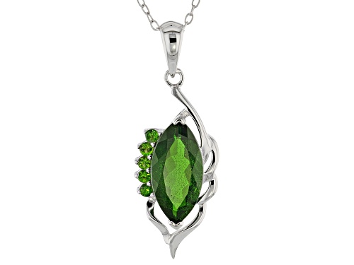 2.71CTW MIXED SHAPE RUSSIAN CHROME DIOPSIDE STERLING SILVER PENDANT WITH CHAIN