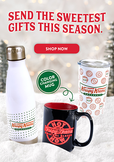 Send the sweetest gifts this season. Shop Krispy Kreme Merchandise!