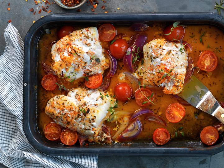 Krydret steinbit i ovn