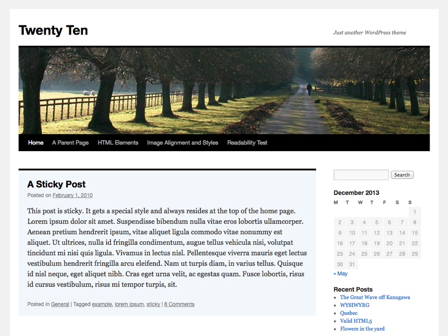Twenty Ten WordPress theme download