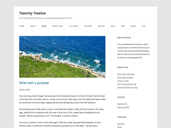 Twenty Twelve WordPress theme free download