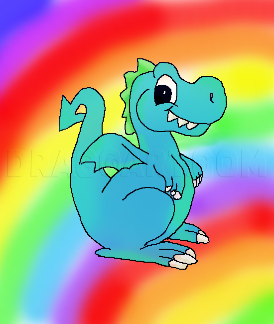 how to draw a cartoon baby dragon