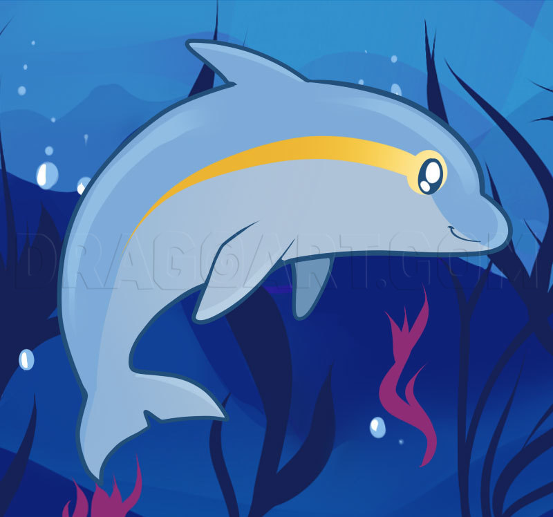 how to draw a dolphin for kids