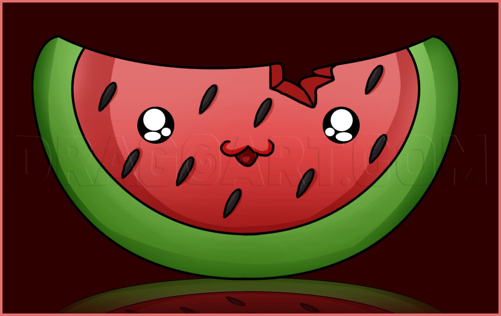 how to draw a chibi watermelon